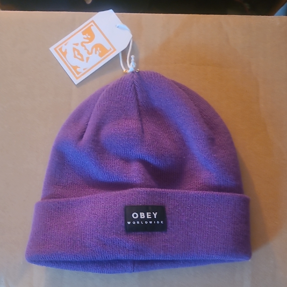 Obey Purple Knit Beanie Hat